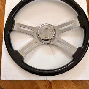 18” black wood and chrome steering wheel